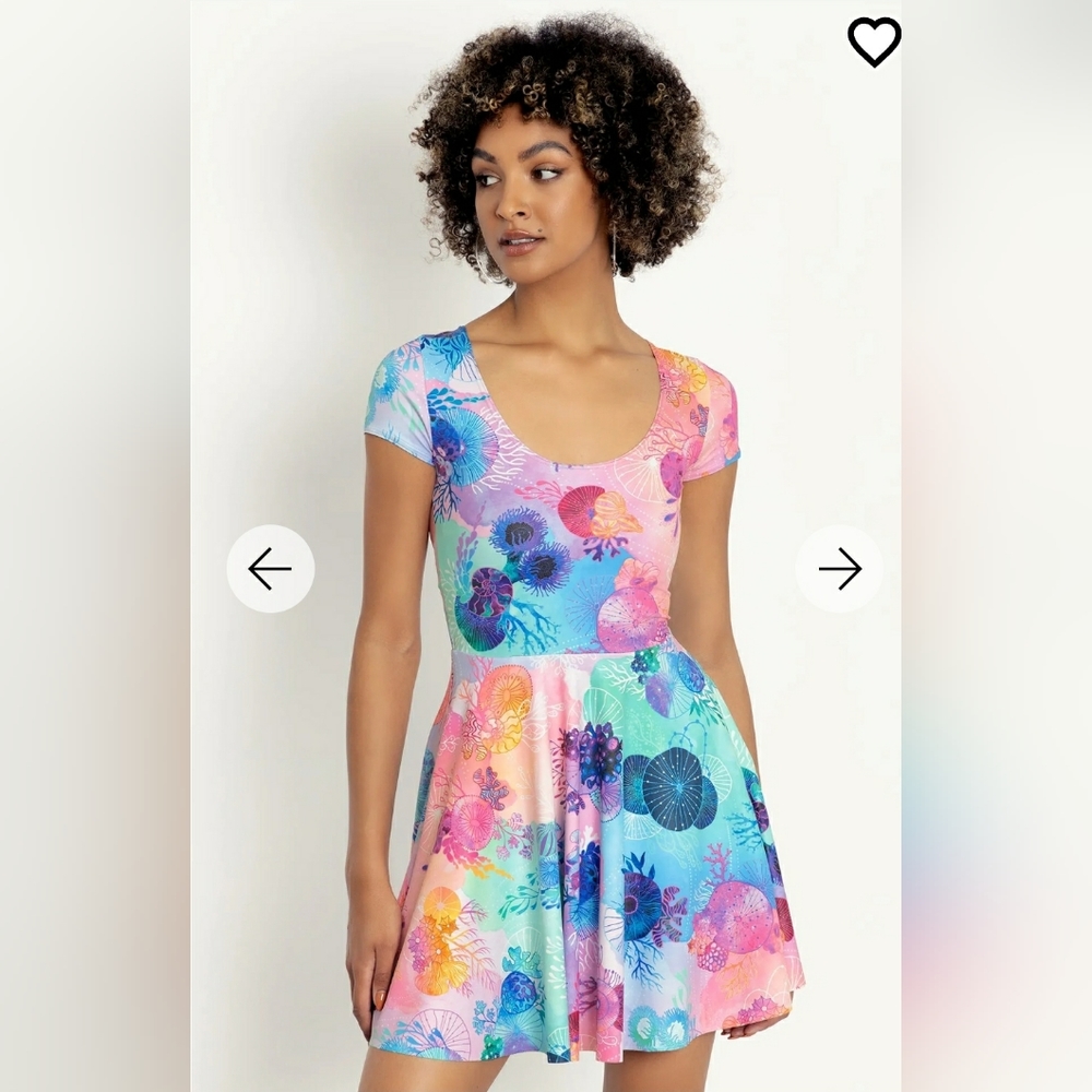 Floral coral rainbow cap sleeve skater dress blackmilk